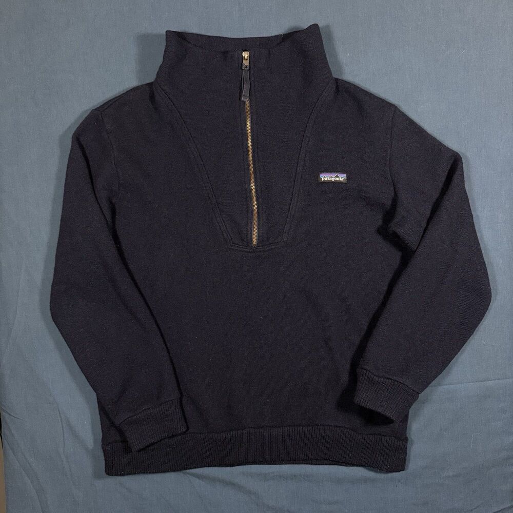 Patagonia Woolie Fleece Pullover Sweater Navy Blue Wool Size Large